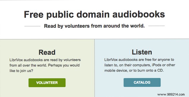 This site has thousands of free public domain audiobooks