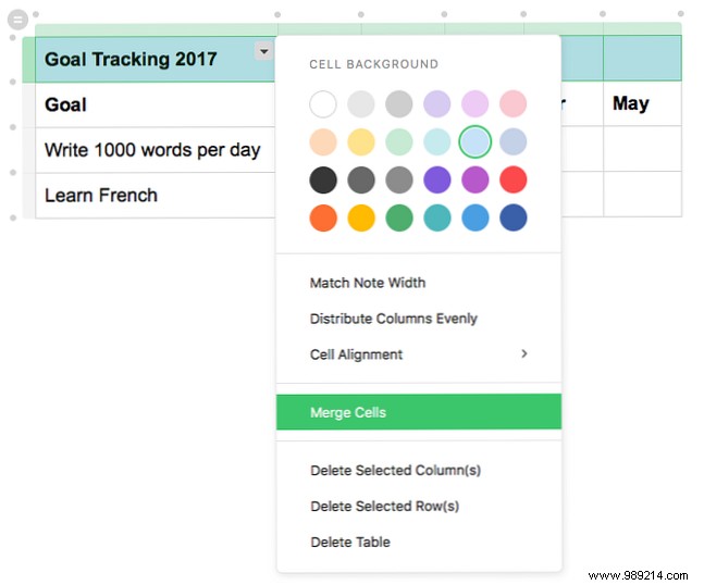 12 Evernote tables to keep your life organized