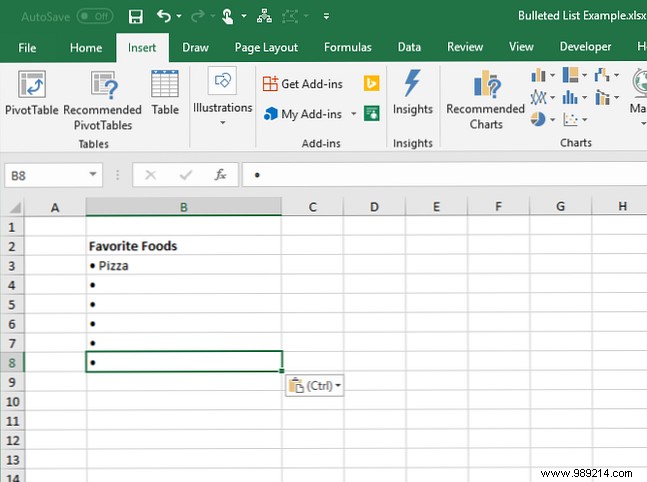 7 ways to create a bulleted list in Excel