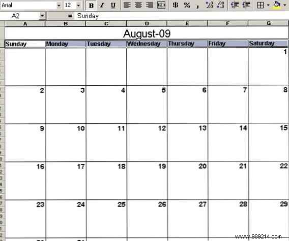 Create a printable calendar for the new year