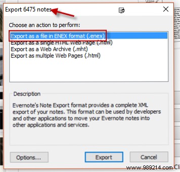 Export your notes from Evernote to OneNote for free premium features