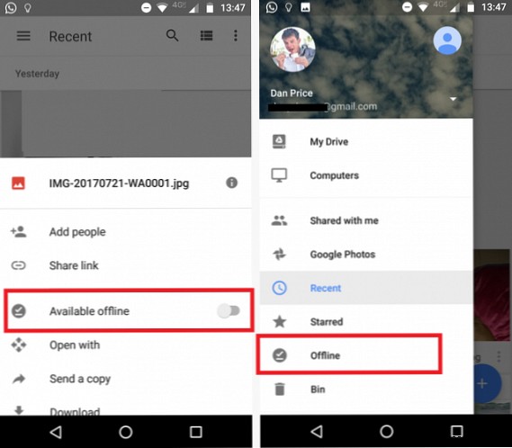 How to access Google Drive files offline