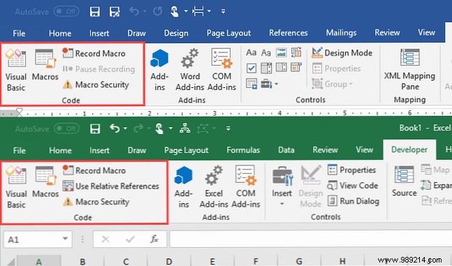 How to add the developer tab to the ribbon in Microsoft Word and Excel