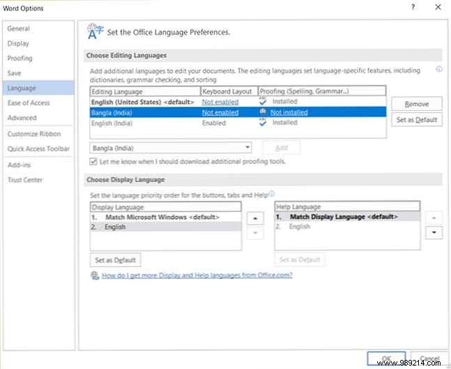 How to change the language in Microsoft Office 2016