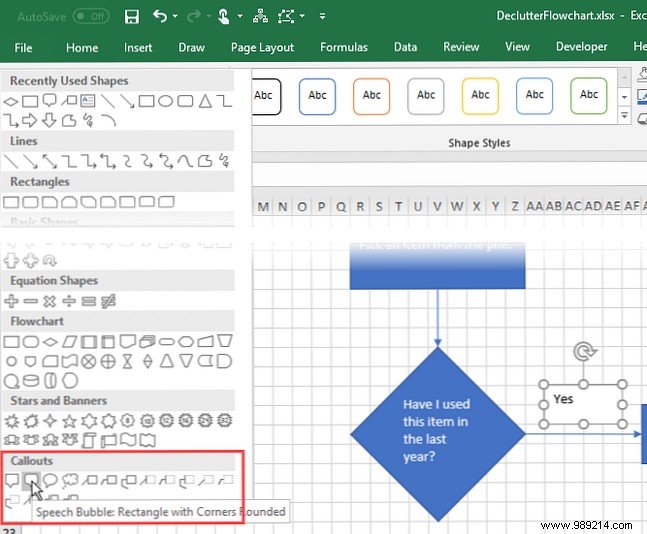 How to create a flowchart in Excel