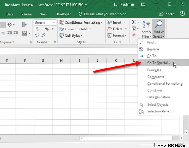How to create a dropdown list in Excel