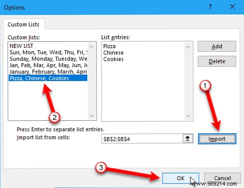 How to create a custom list in Microsoft Excel