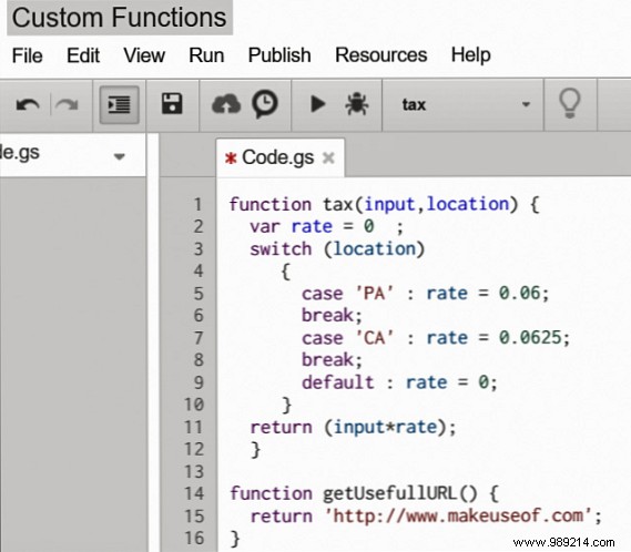 How to create custom functions in Google sheets