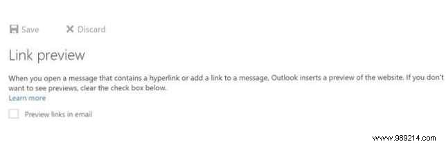 How to disable the Outlook.com link preview feature