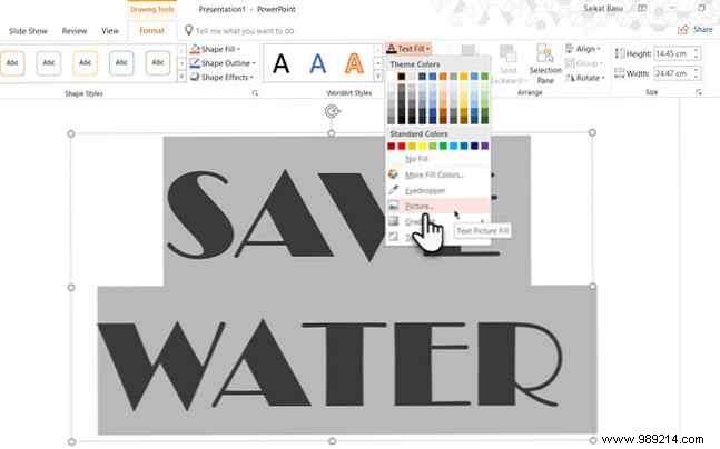 How to fill text color with a picture in Microsoft PowerPoint