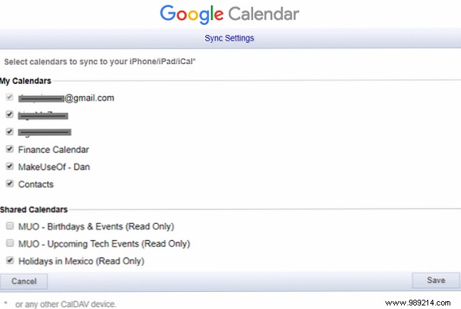 How to make shared Google calendars show on iOS