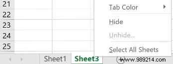 How to hide and show spreadsheets in Excel