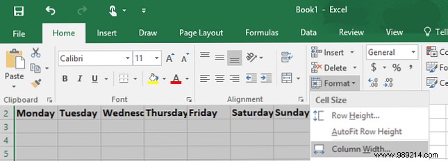 How to make a calendar template in Excel