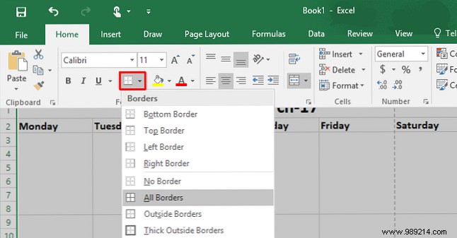How to make a calendar template in Excel