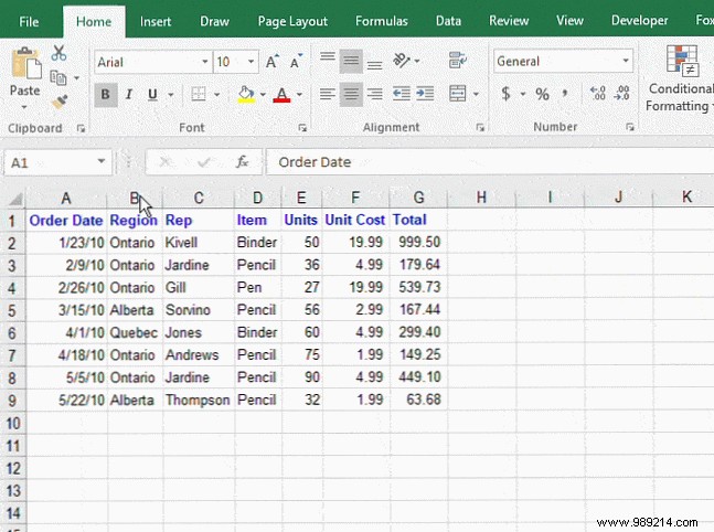 How to manage columns in Excel