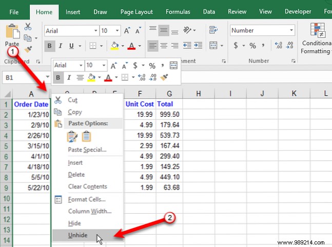 How to manage columns in Excel