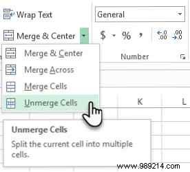 How to merge and split cells in Microsoft Excel