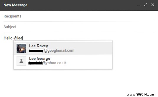 How to mention (@) other users in the new Gmail