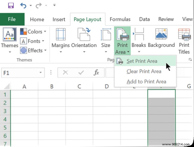 How to print only one area in Microsoft Excel