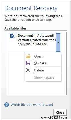 How to recover deleted Office files