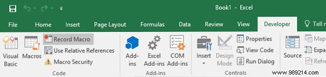 How to record a macro in Excel 2016
