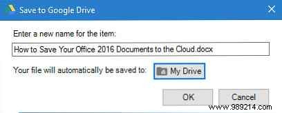 Saving your Office 2016 documents in the cloud