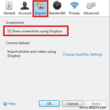 How to save screenshots directly to Dropbox