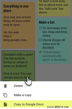 Sharing Google Keep Notes with other apps on your phone