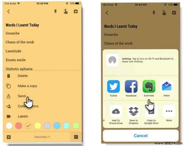 Sharing Google Keep Notes with other apps on your phone