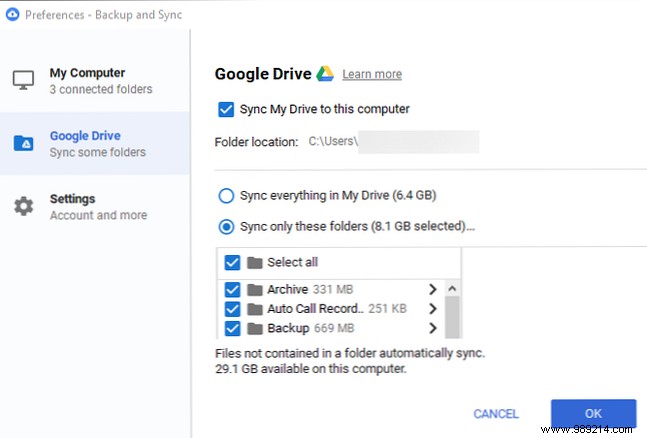 How to sync only specific files to Dropbox or Google Drive