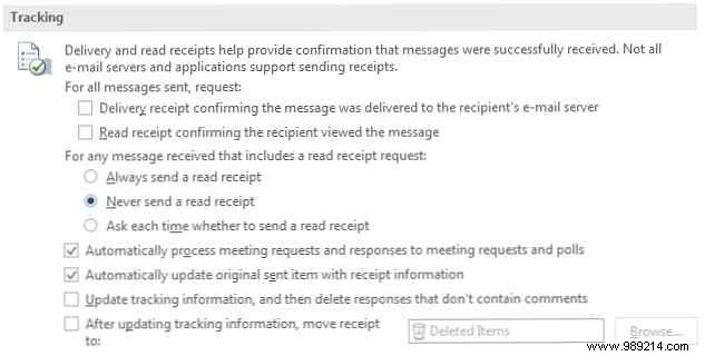 How to turn off read receipts in Outlook