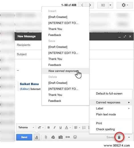 How to use canned responses as signatures in Gmail