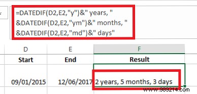How to use Excel to calculate between dates