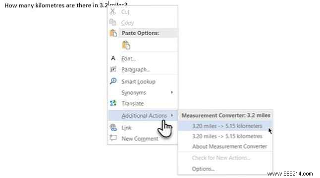 How to use the hidden measure converter in Microsoft Word
