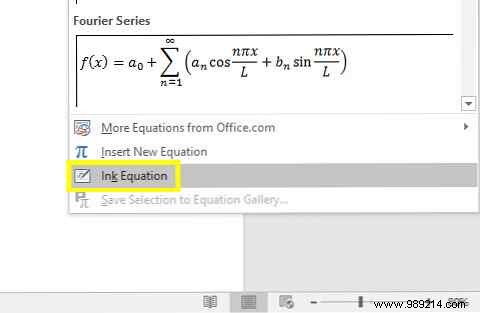 How to write mathematical equations in Office 2016