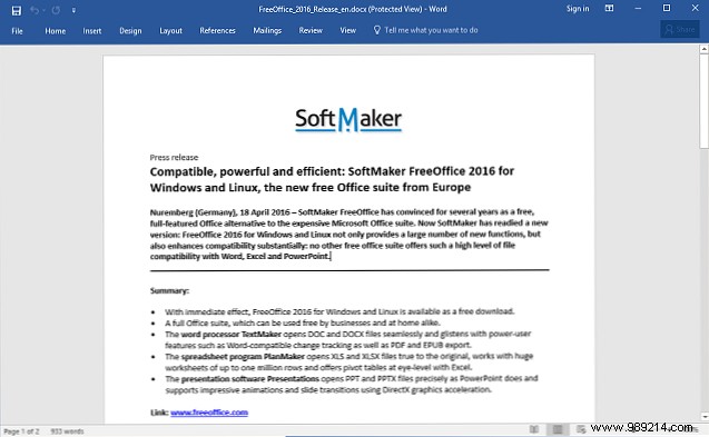 Need an alternative to Microsoft Word and Office? Try FreeOffice 2016
