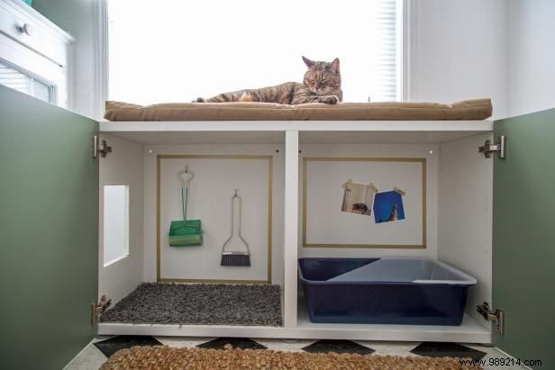 How to hide a kitty litter box inside a cabinet