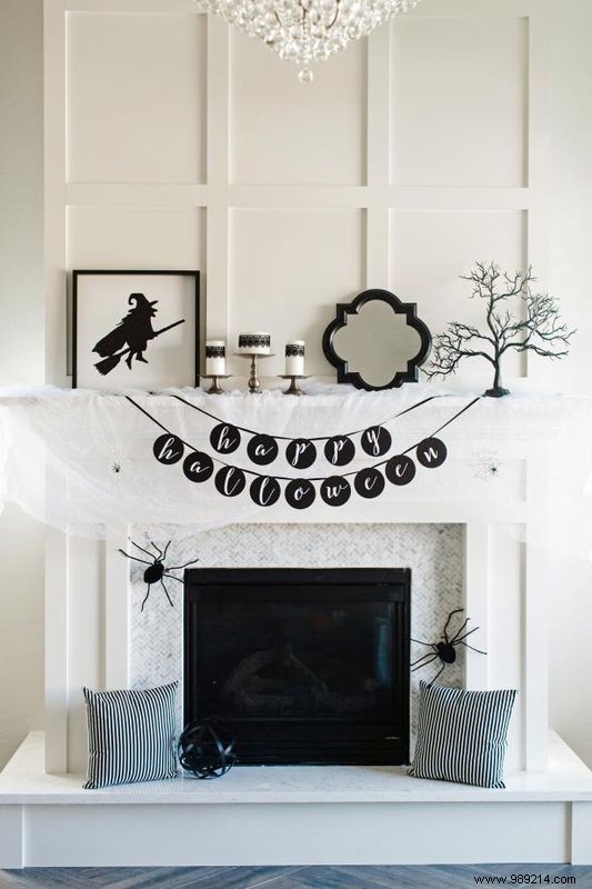 How to make a black and white happy halloween banner