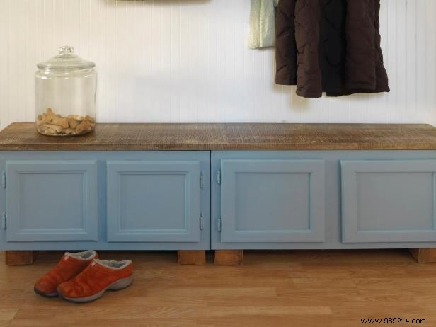 How to make a clay bench using old kitchen cabinets