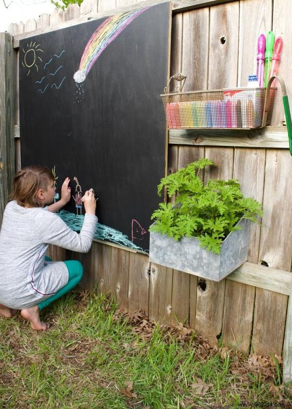 How to Make an Outdoor Chalkboard Activity Wall for Kids