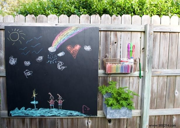 How to Make an Outdoor Chalkboard Activity Wall for Kids