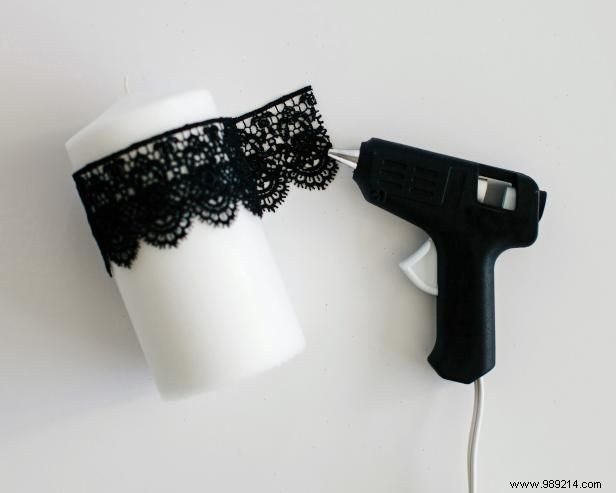 How to make black lace candles for Halloween