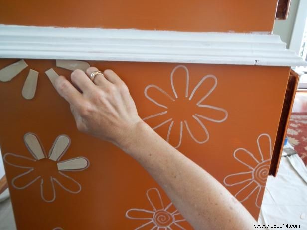 How to Paint a Retro Floral Design on a Sideboard