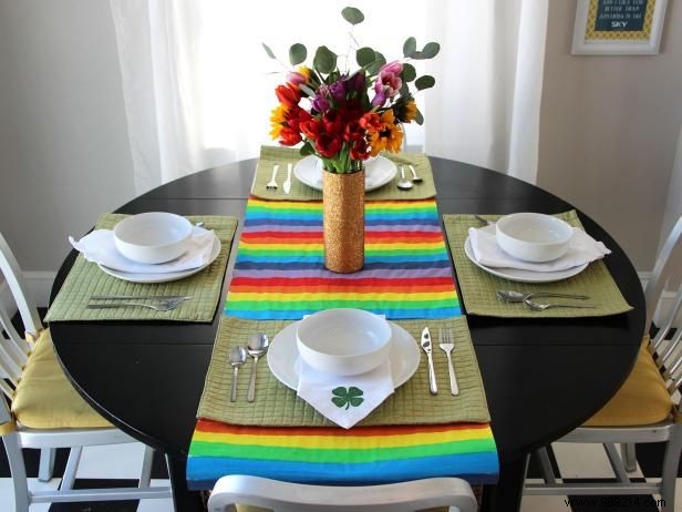 How to Paint a Rainbow Table Runner for St. Patrick s Day