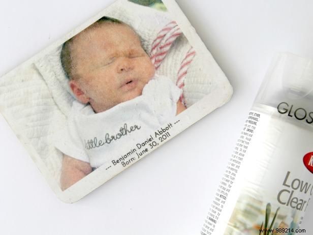 How to turn a birth announcement into a Christmas tree ornament