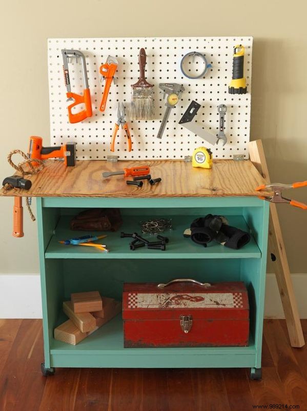 How to turn old furniture into a kids workbench