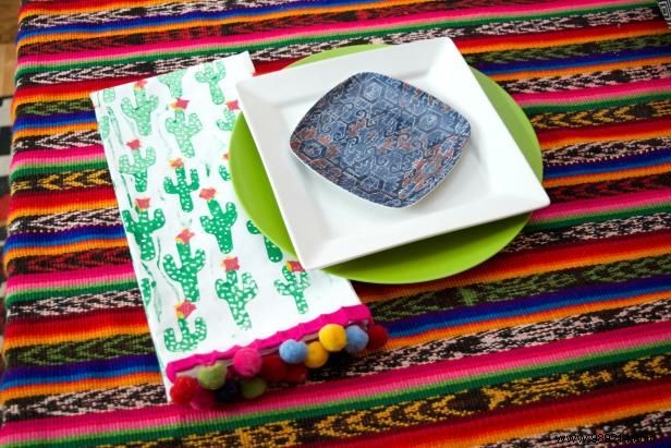 How to use a roller to print cactus print tea towels