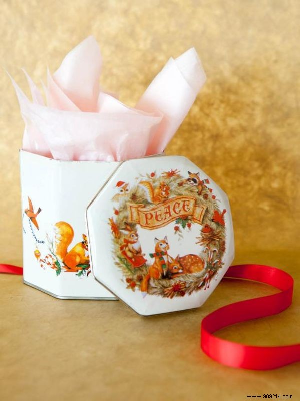 How to Wrap Gifts in Vintage Cookie Tins
