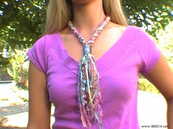 Twisted Fiber and Bead Necklace